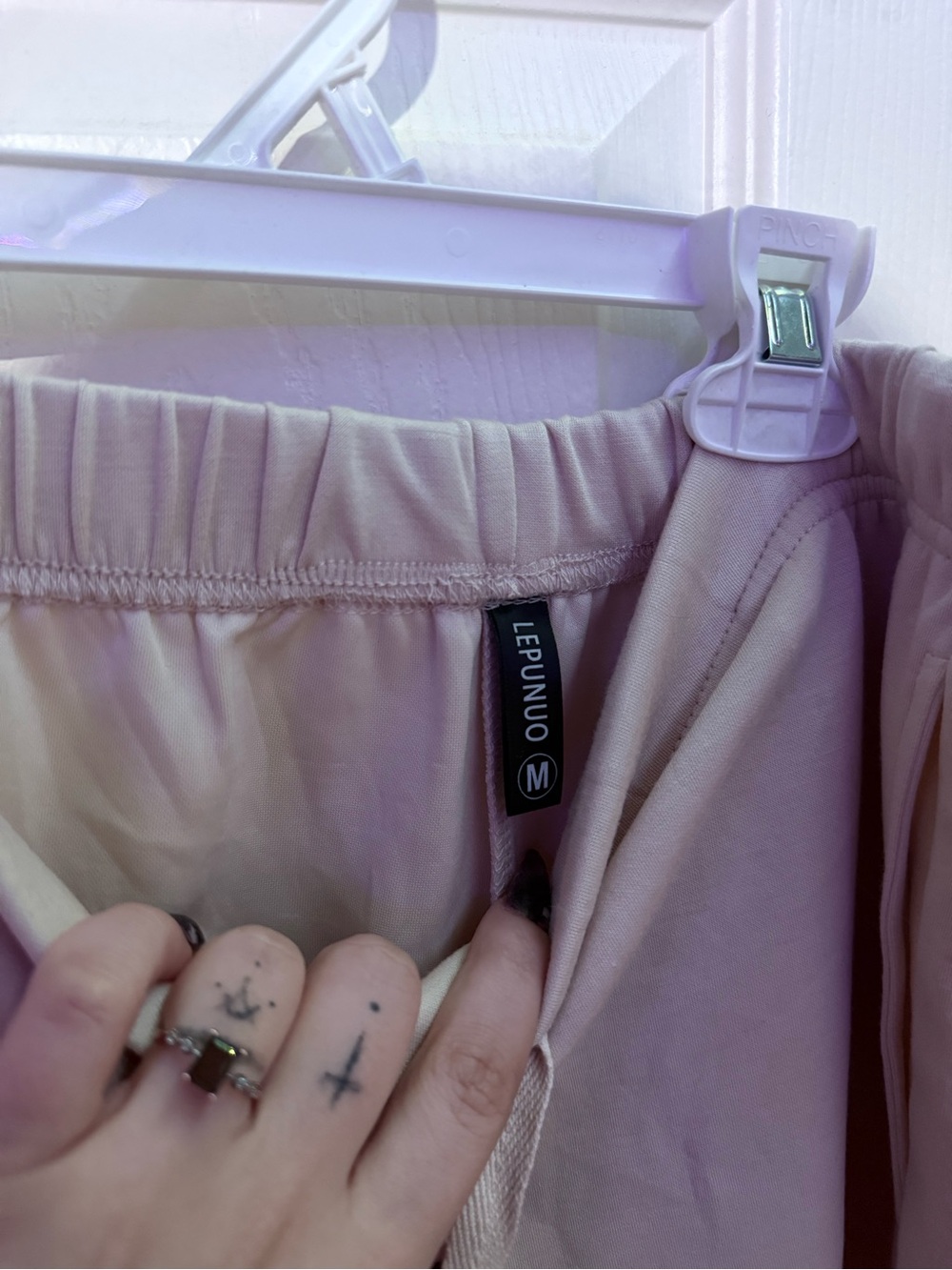 Beige Wide-Leg Drawstring Sweatpants - Picture 3 of 3